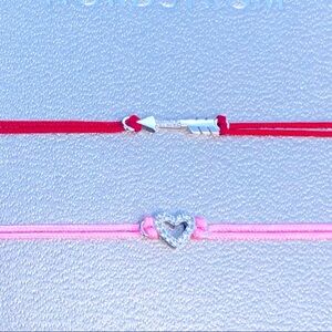 💝🆕 Nordstrom red arrow & pink heart bracelets w/ cz stones 723